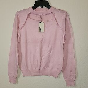 Uniq Pink Knit Sweater Top Opening on Neckline Size S/M NWT‎